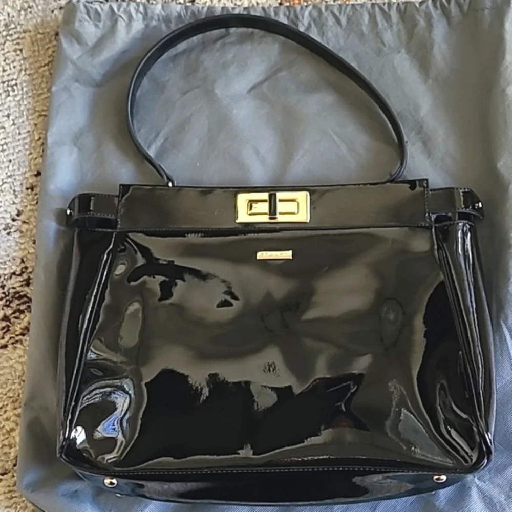 St. John Patent Leather Twist Lock Satchel